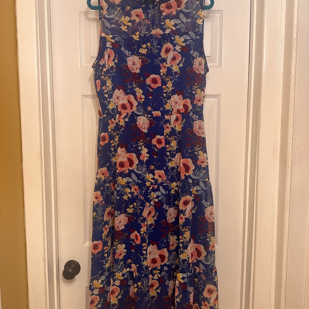 Lulus In My Dreams Blue Floral Print Midi Dress - EUC, size XL